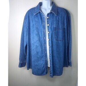 Caroline Blues Women’s Plus Blue Jean Jacket  26 W Denim Buttons Pockets 90's